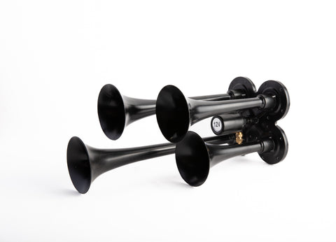 Extremely Loud 149 dB. Black Four Trumpet Air Horn