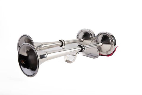 Electric Marine Horn - 125 dB. Dual Stainless Steel Trumpets