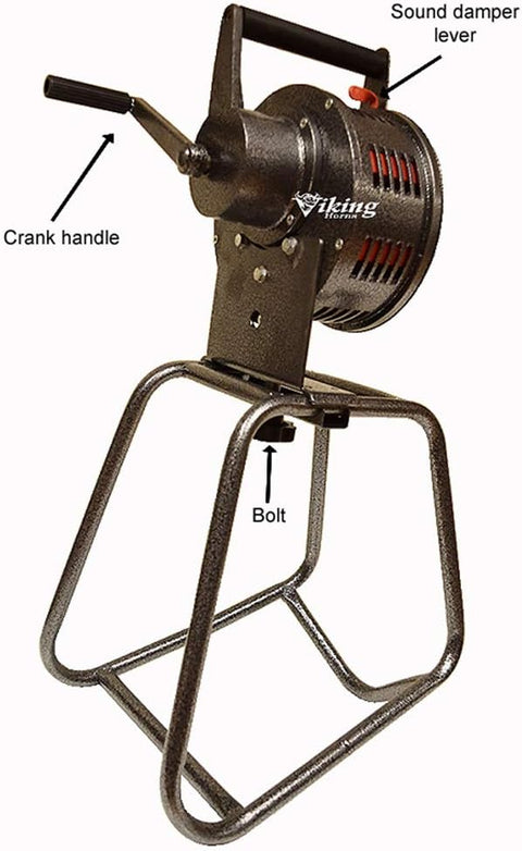 Large Manually Operated Hand Crank Very Loud 139 dB. Air Raid Siren with Stand