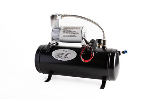 Insanely Loud 170dB. Black 3 Trumpet Air Horn Kit with Compressor and Air Tank