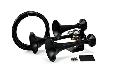 Extremely Loud 152 dB. Black Three Trumpet Air Horn