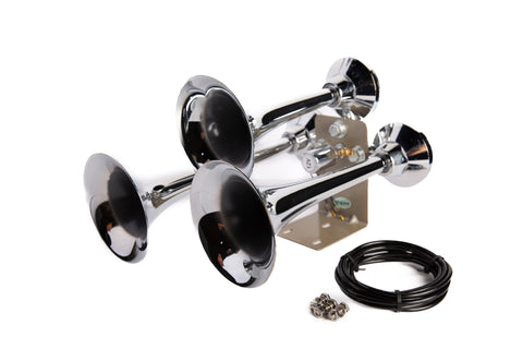 Extremely Loud 152 dB. Chrome Three Trumpet Train Horn