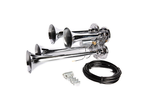149dB Chrome 4 Trumpet Air Horn with Compressor and Air Tank