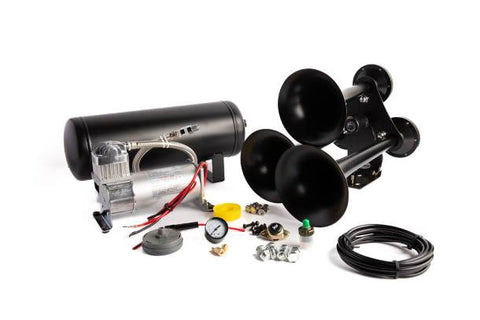 152dB. Black 3 Trumpet Air Horn with Compressor and Air Tank
