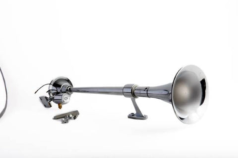 Loud 145 dB. Chrome Single Trumpet Semi Truck Air Horn